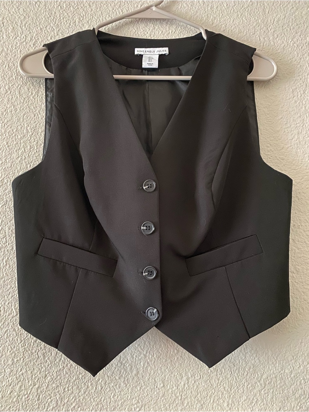 Sincerly Jules Black Tailored Vest V Neck
